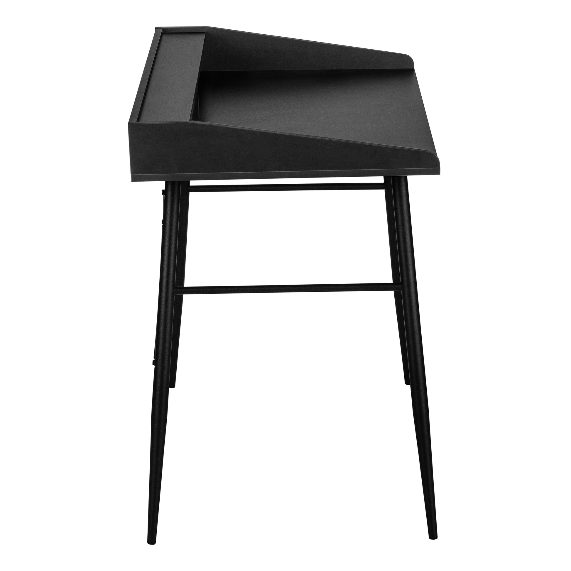 Computer Desk, Home Office, Laptop, Storage Shelves, 48"L, Work, Black Laminate, Black Metal, Contemporary, Modern Black Particle Board