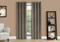 Curtain Panel, 2Pcs Set, 54"W X 95"L, Room Darkening, Grommet, Living Room, Bedroom, Kitchen, Beige Velvet, Contemporary, Modern Taupe Polyester