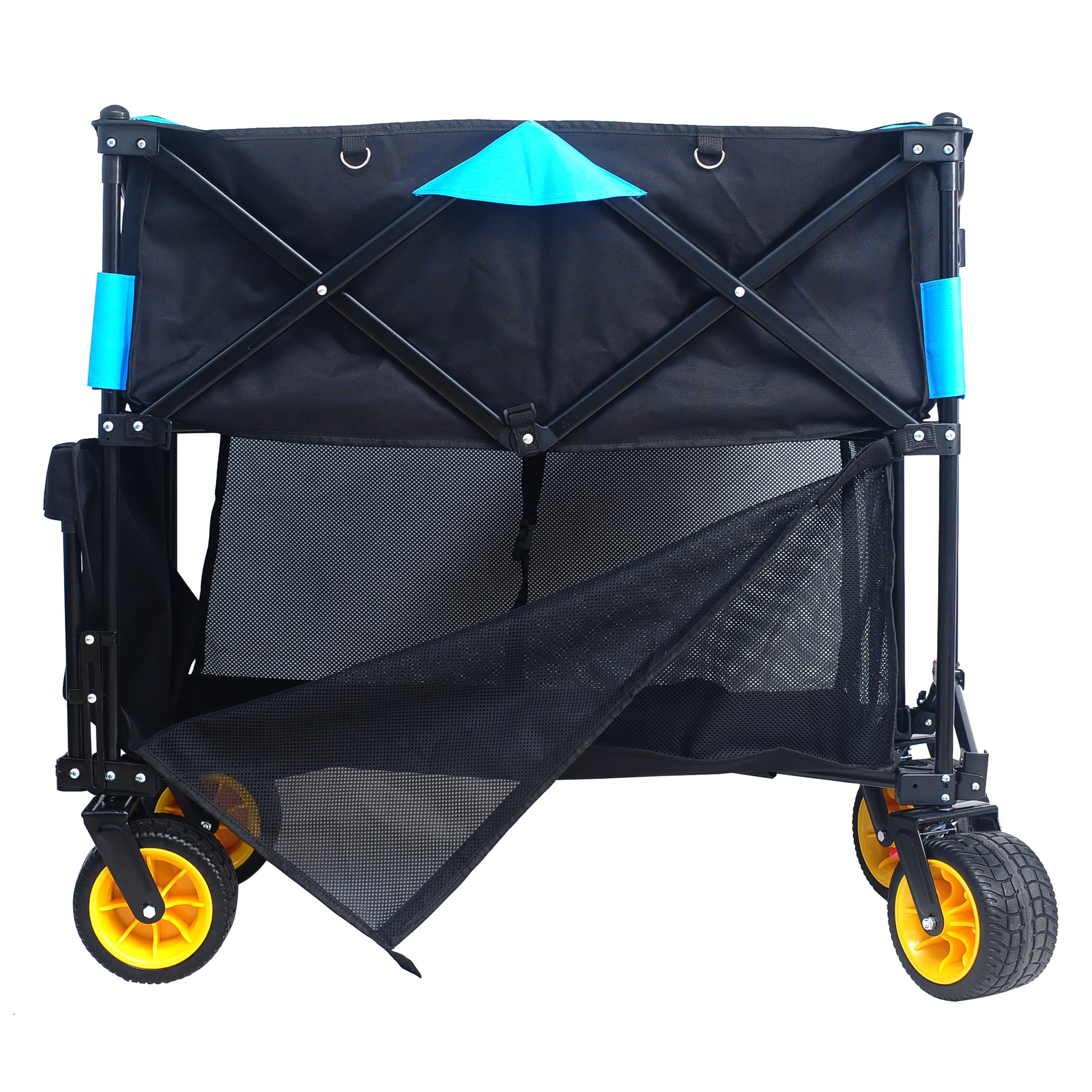 Big Large Capacity Folding Cart Extra Long Extender Wagon Cart Folding Wagon Garden Shopping Beach Cart Black Blue Black Garden & Outdoor Iron,Oxford Fabric