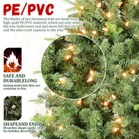 9Ft Artificial Christmas Tree With 3509 Pe&Pvc Mixed Branch Tips, Prelit Hinged Premium Spruce Fake Xmas Trees, Hinged Branch & Foldable Base, Green Green Polyethylene