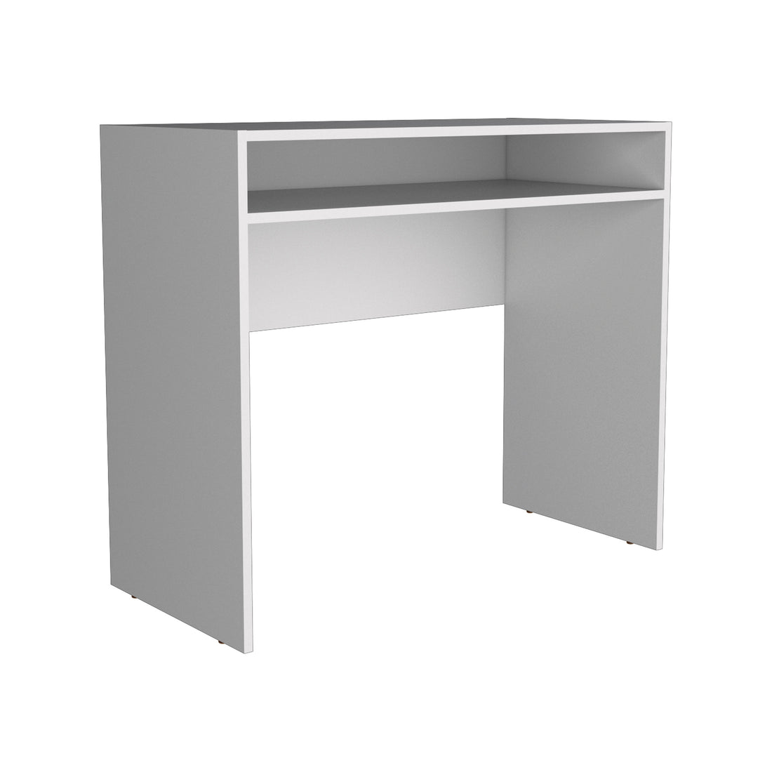 Stella 35" Wide Writing Desk With Shelf White Computer Desk Office Modern Freestanding Rectangular Computer Tables Rectangular Particle Board