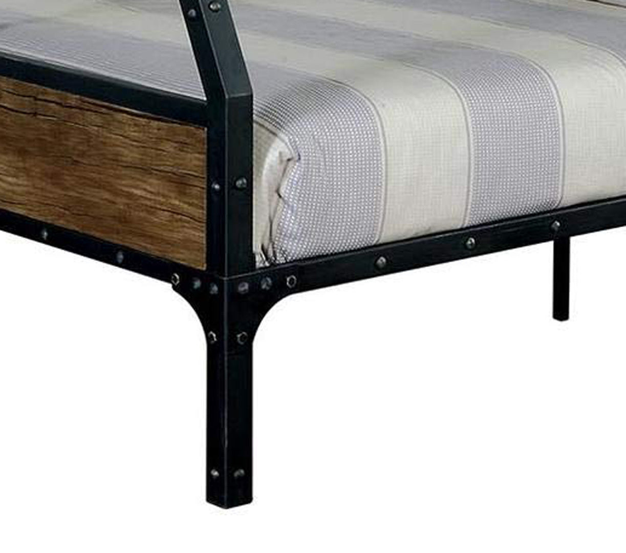 Wooden & Metal Frame Twin Full Size Bunk Bed, Black Black Wood Metal