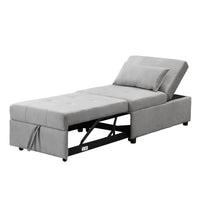 Folding Ottoman Sofa Bed Gray Grey Velvet