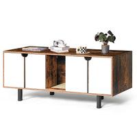 Cat Litter Box Enclosure For 2 Cats, Double Hidden Litter Box Furniture Large Cat Washroom, Indoor Cat House Cabinet Tv Stand End Table, White Vintage White Vintage Particle Board