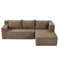 L Shape Sectional Sofa, Modular Sectional Living Room Sofa Set, Minimalist Style Couch, Upholstered Snow Velvet Sleeper Sofa With Pillows For Living Room, Salon, 2 Pc Free Combination Khaki Polyester Primary Living Space Medium Firm Cushion Back L Shaped