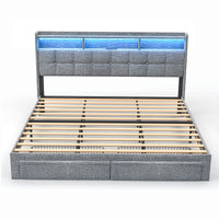 Bed 778King Lg Clb King Light Gray Wood Fabric