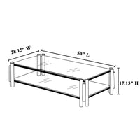 47" Wide Rectangle Modern Stainless Steel Coffee Table, Double Layer Clear Tempered Glass Coffee Table, Center Table With Storage, For Living Room Home Office, Easy Assembly, Gold Clear,Gold Modern
