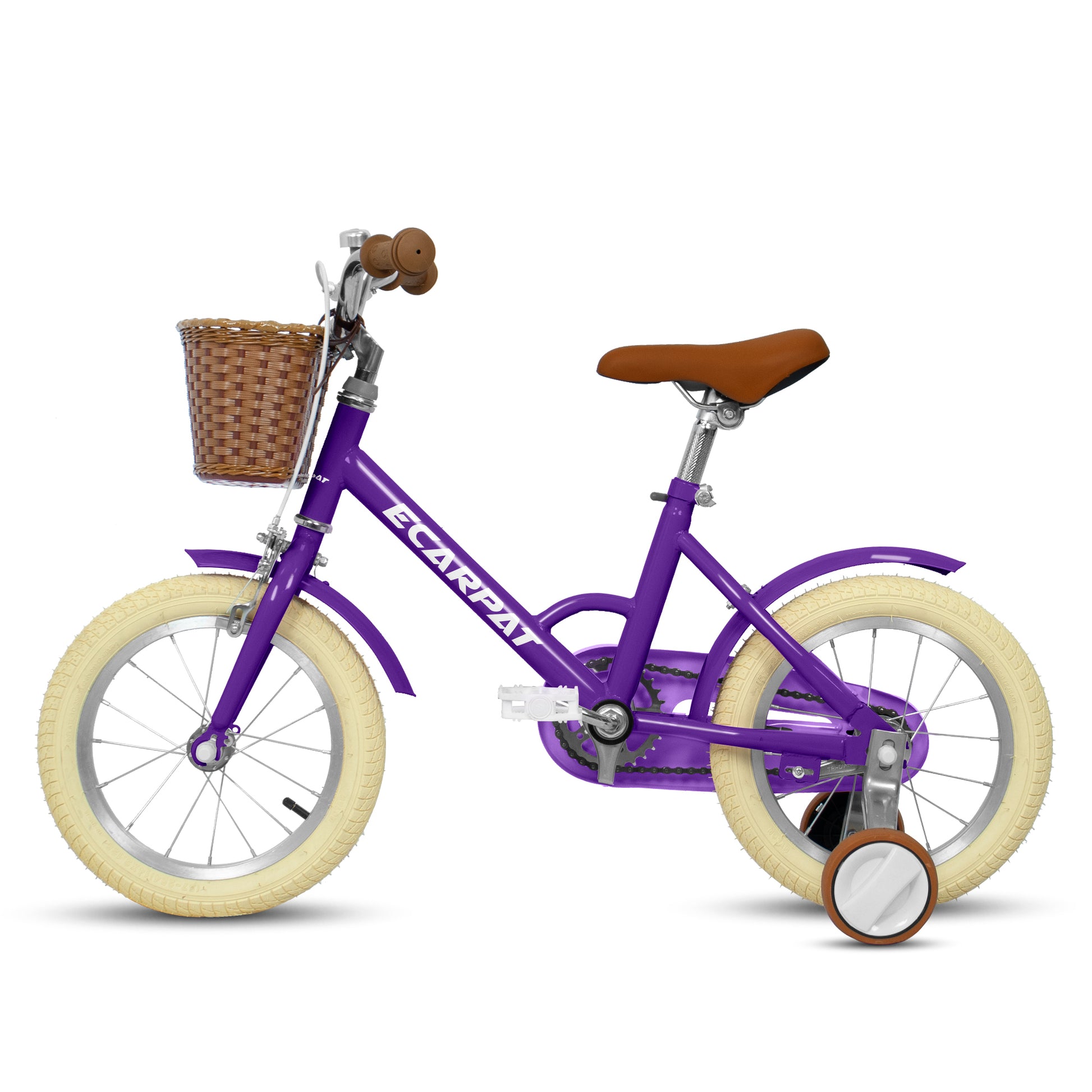 A16116 Ecarpat Kids'Bike Girls Bike 16 Inch Wheels,1 Speed Child Bicycles For 3 4 Years,With Removable Training Wheels Baby Toys,Front V Brake,Rear Holding Brake Purple Steel