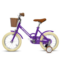 A14116 Ecarpat Kids'Bike Girls Bike 14 Inch Wheels,1 Speed Child Bicycles For 2 4 Years,With Removable Training Wheels Baby Toys,Front V Brake,Rear Holding Brake Purple Steel