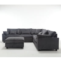 Arrival Oversized Modular Sectional Sofa Couches Set,Corduroy Upholstered Deep Seat Comfy Sofa For Living Room,Dark Gray Dark Gray Fabric 6 Seat