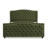 Marcella Upholstered Shelter Headboard Bed Set, King, Olive Green Performance Velvet Box Spring Required King Olive Green Wood Foam Velvet Velvet