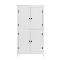 Elegant Bathroom Floor Storage Cabinet, Bathroom Storage Unit, Freestanding Cabinet With 4 Doors, Adjustable Shelves, Adaptable Shelves, White White Mdf