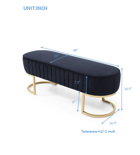 47.24'' Width Modern Ottoman Bench, Upholstered Sherpa Fabric End Of Bed Bench, Shoe Bench Footrest Entryway Bench Coffee Table For Living Room, Bedroom,Beige Black Velvet Bedroom Fiber Foam And Polyester Fiber Pad Velvet