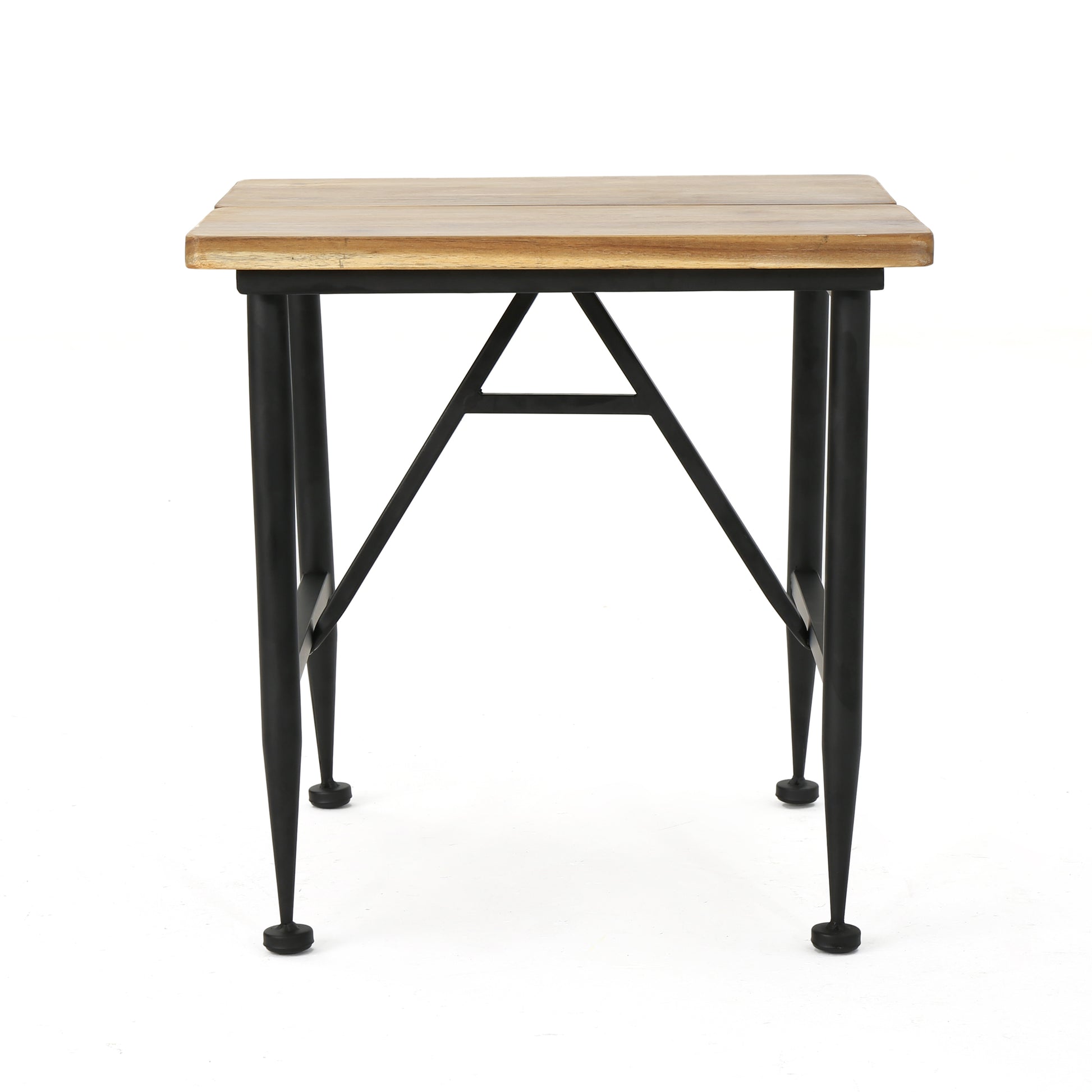 Ocala Inductrial Wood Metal End Table Black Acacia Wood