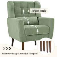 Modern Accent Chair,Teddy Fabric Living Room Chairs Comfy Reading Chair,Mid Century Accent Chair, Lounge Arm Chairs Armchair For Living Room Bedroom Light Green Light Green Light Brown Primary