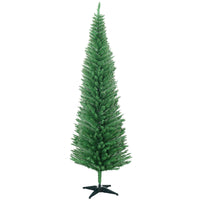Homcom 7' Artificial Pencil Christmas Tree, Slim Xmas Tree With 499 Realistic Branch Tips And Plastic Stand, Light Green Light Green Plastic