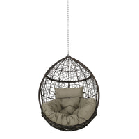 Castaic Hanging Chair With 8Ft Chain Khaki Brown Pe Rattan Iron