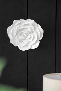 S 2 White Rose Hanging Wall Accents White Resin