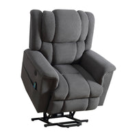 Power Lift Recliner Chair Recliners For Elderly With Heat And Massage Recliner Chair For Living Room With Infinite Position And Side Pocket,Usb Charge Port. Grey Power Remote Wood Soft Fabric