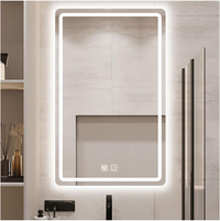 Led Bathroom Mirror 24"X 32", Stepless Dimmable Wall Mirrors With Anti Fog, Shatter Proof, Memory, 3 Colors Vanity Mirror Horizontal Vertical Transparent Glass Metal