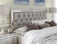 Chloe Gemstone Silver Full Bed Silver Grey Solid Wood Mdf