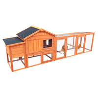 111.5" Wooden Chicken Coop, Large Hen House With Nesting Box Poultry Cage, Rabbit Hutch Bunny Cagewaterproof Uv Panel For Backyard Natural Wood