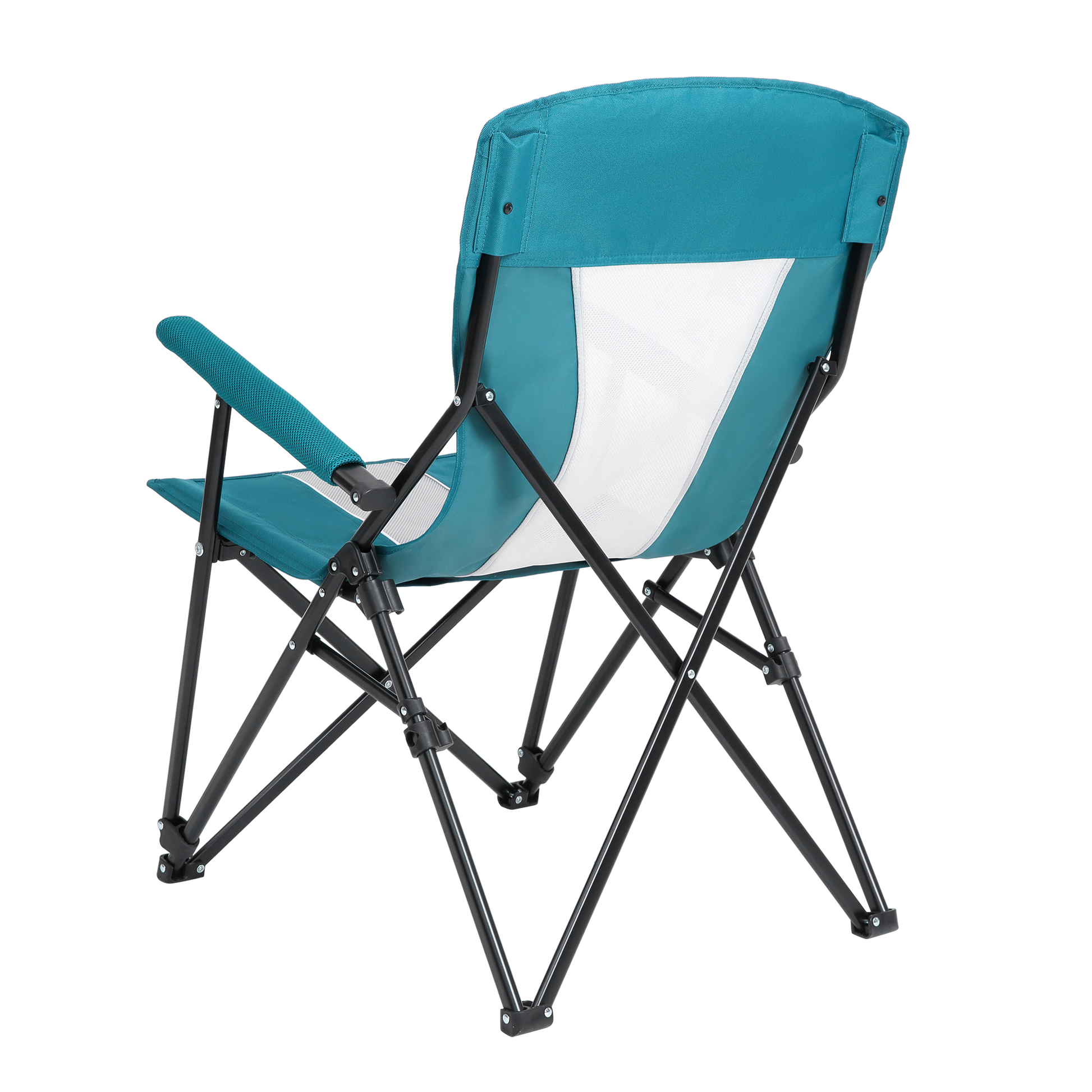 Steel Folding Mesh Quad Camping Chair, With Cup Holder, & Carry Bag Blue Red Seats 2 Steel