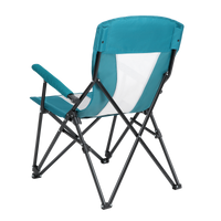 Steel Folding Mesh Quad Camping Chair, With Cup Holder, & Carry Bag Blue Red Seats 2 Steel