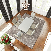 Fx D1 D1Dining Set Include 6*Chair Light Beige Colorlinen & Rubber Wood White Color Legs And 1*Table Light Grey Withe Color Total 7 Pcs Light Beige Wood Fabric