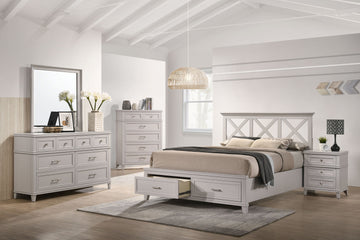 King X Storage Bed Gray Solid Wood Mdf