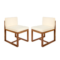 Patio Dining Chairs Set Of 2 Teak Beige Acacia Wood