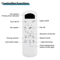 42 Inch With Light And Remote Cotnrol 6 Speeds Dc Reversible Motor White Abs