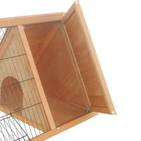 Pawhut 46" X 24" Wooden A Frame Outdoor Rabbit Cage Small Animal Hutch With Outside Run & Ventilating Wire, Yellow Yellow Wood