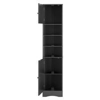 Multi Functional Corner Cabinet Tall Bathroom Storage Cabinet With Two Doors And Adjustable Shelves, Open Shelf, Black Black Mdf