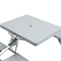Outsunny Folding Picnic Table With Seats And Umbrella Hole, Portable Camping Chairs Set, 4 Seat, Aluminum Frame, Gray Grey Aluminum