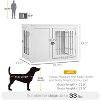 Pawhut Dog Crate Furniture Wire Indoor Pet Kennel Cage, End Table With Double Doors, Locks For Small And Medium Dog House, White White Steel