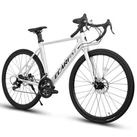 A28315 Road Bike, Suspension Fork, Aluminum Frame Disc Brakes, Men'S Women'S Road Bike White Aluminium