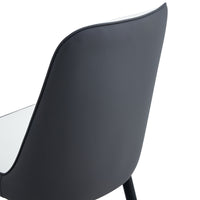 Table And Chair Set.63"X31.5" Marble Pattern Sintered Stone Table With Mdf Oc Shaped Bracket.Paired With 6 White And Dark Gray Spliced Chairs With Pu Cushions And Black Metal Legs. Dark Gray,White