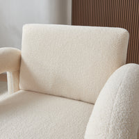 Modern Sherpa Fabric Accent Chair For Living Room, Upholstered Armchair With Sturdy Frame, Comfortable Contemporary Lounge Chair For Bedroom, Home Office, Or Reading Nook Single Sofa Seat Beige Foam