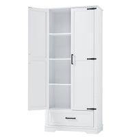 Tall Bathroom Storage Cabinet, Cabinet With Two Doors And One Drawer, Adjustable Shelf, Mdf Board, White White Mdf