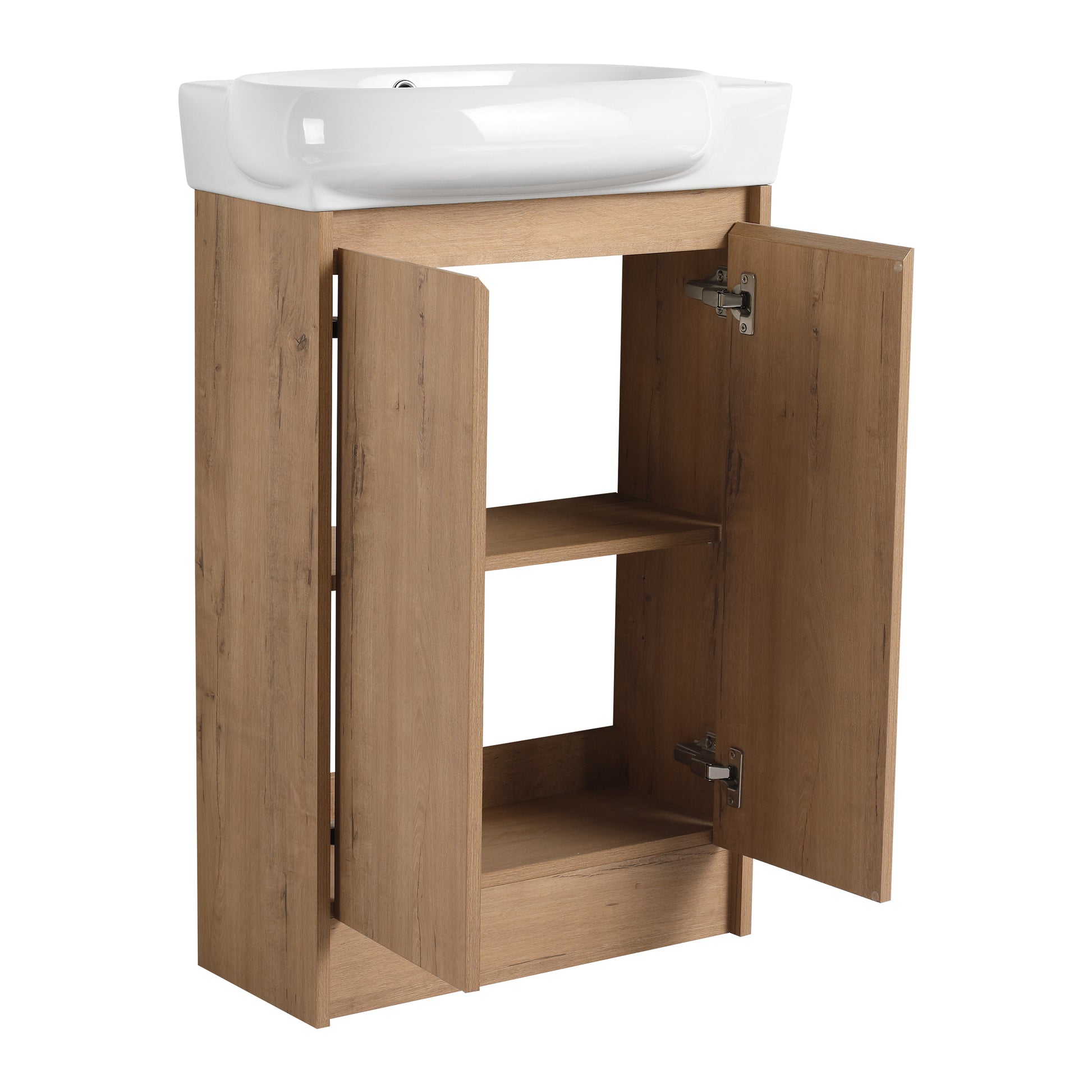 23" Freestanding Bathroom Vanity With Sink, Soft Close Doors Imitative Oak Bathroom Modern Plywood