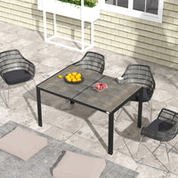 Outsunny Outdoor Dining Table For 6 People, Aluminum Rectangular Patio Table With Faux Wood Tabletop For Backyard, Lawn, Balcony, Poolside, 55" X 35.5", Gray Gray Aluminum