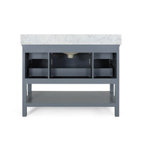 49'' Bathroom Vanity With Marble Top & Ceramic Sink, Open Shelf, 5 Drawers, Gray Same As N759S999002G Grey Plywood