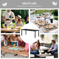 Outsunny 75" X 35" Outdoor Dining Table For 8 People, Rectangular Aluminum Frame Garden Table With All Weather Faux Wood Top For Garden, Lawn, Patio, Black Black Aluminum