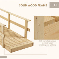 Outsunny 7' Wooden Garden Bridge With Safety Rails, Backyard Footbridge For Ponds, Creeks, Streams, Natural Natural Wood