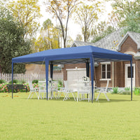 Outsunny 10' X 20' Pop Up Canopy Tent, Heavy Duty Tents For Parties, Outdoor Instant Gazebo Sun Shade Shelter With Carry Bag, For Catering, Events, Wedding, Backyard Bbq, Blue Blue Steel