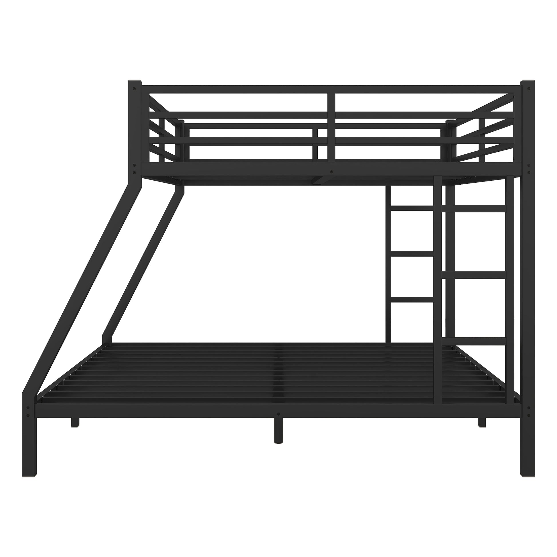 Metal Queen Over King Bunk Bed For Teens And Adults,Space Saving Noise Reduced No Box Spring Needed, Black Black Metal