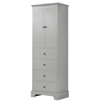 Storage Cabinet With 2 Doors And 4 Drawers For Bathroom, Office, Adjustable Shelf, Mdf Board With Painted Finish, Grey Grey Mdf