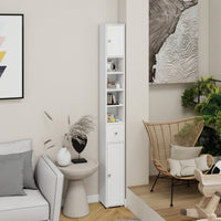 Tall Slim Bathroom Storage Cabinet, 71" Freestanding Bathroom Cabinet With 1 Drawer, 2 Doors And 4 Adjustable Shelves White White Mdf