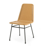 Dining Table And Chairs Set Light Brown Pe Rattan Iron